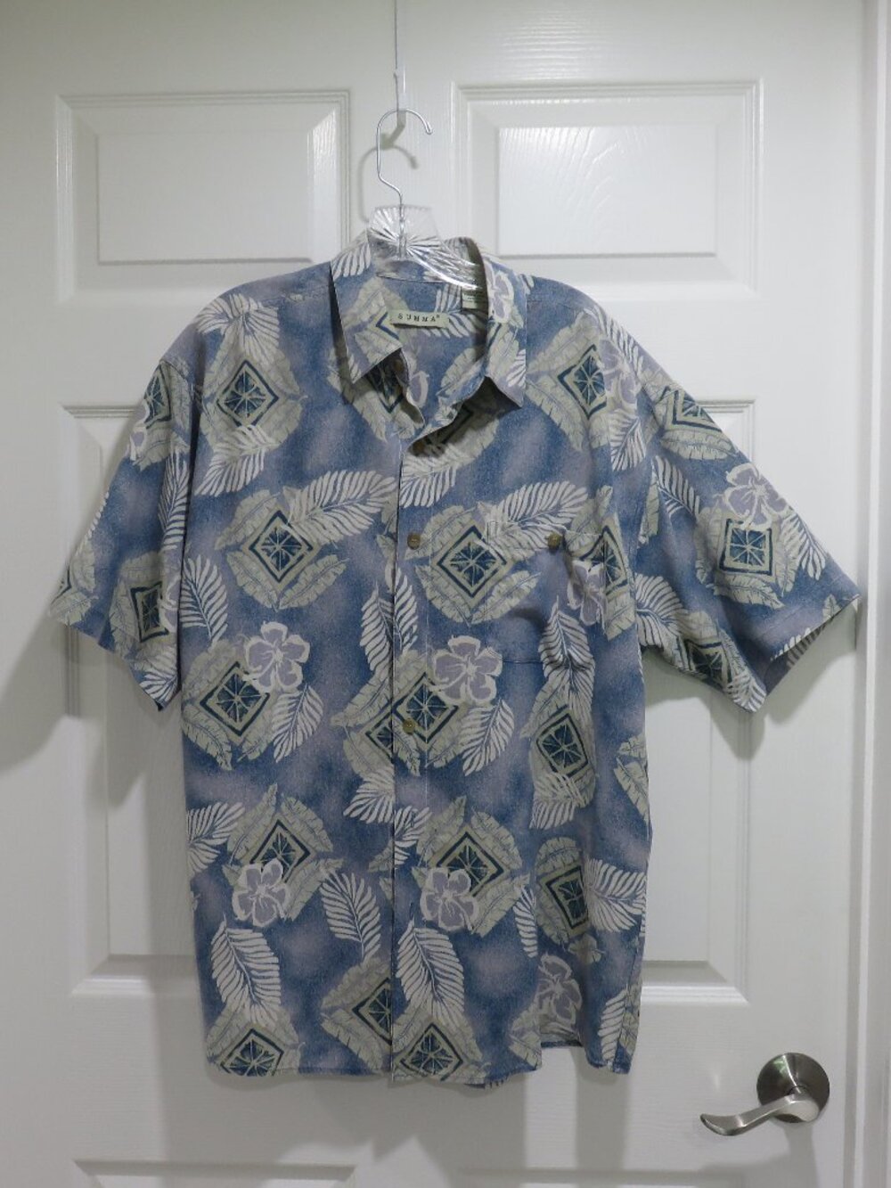 Vintage Silk Blue and Gray Summa Hawaiin Shirt